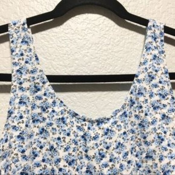 Blue Floral Mini Dress A-line Sleeveless Cottagecore Dainty Scoop Neck Summer - Picture 3 of 9